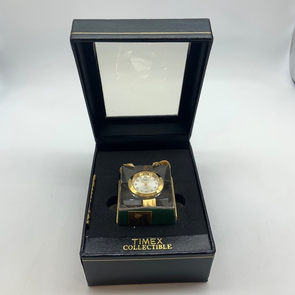 Vintage Timex Waterbury Clock Co. Collectible Mini Present Gift Clock Gold Tone - Picture 11 of 16